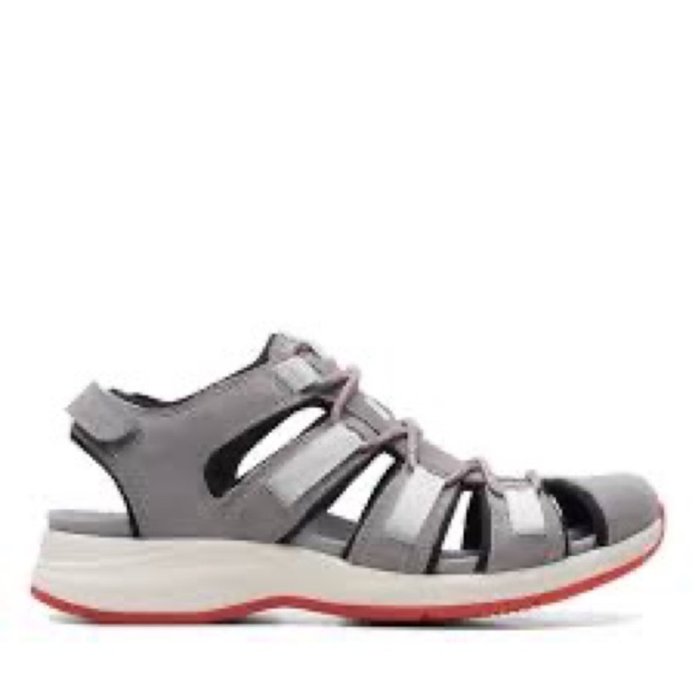 NEW!! Women’s Clarks Solan Sail Fisherman Sandal Grey Size 6.5M
